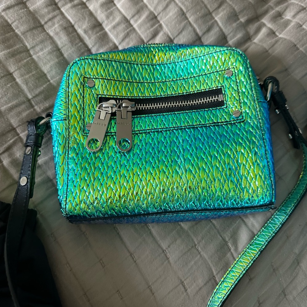 Milly Iridescent Green and Blue Crossbody Bag iridescent